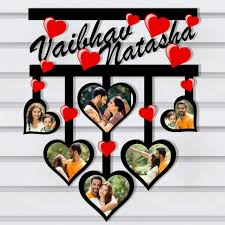 Wooden Frame Heart Couple Collaged