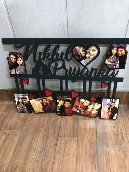 Wooden Frame Couple Photo Collaged