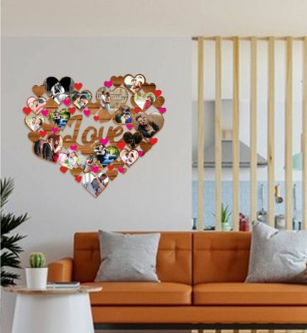 Heart Shape and Love Text Printed Frame