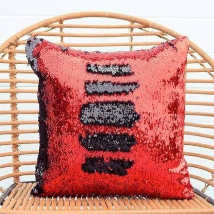 Mermaid Sequin Pillow Red & Black
