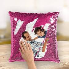 Mermaid Sequin Pillow Pink Color