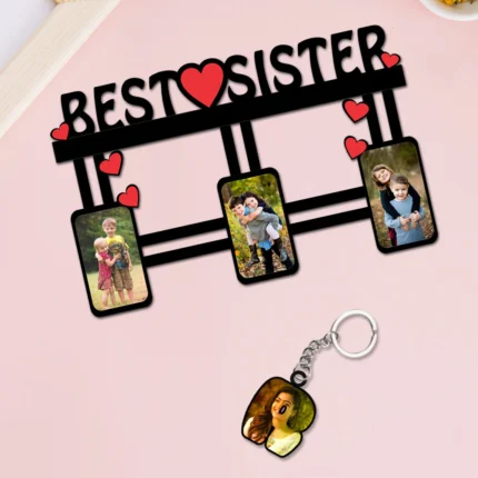 Customized Photo Collage Frame – Raksha Bandhan Gift for Sister | 8x12 Inches Personalized Wooden Frame