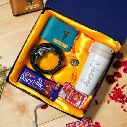A premium customised combo for brother this Rakhi