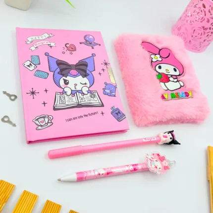 💖 FluffySecrets – Personalized Lock Diary Combo for Kids (4-in-1 Cute Set)